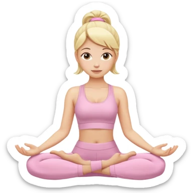 Blonde girl with light pink yoga clothes sticker