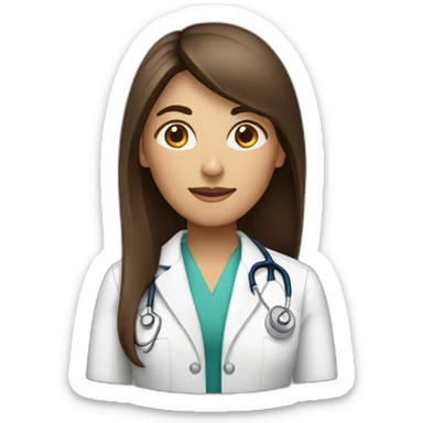 Female brown long straight hair Doctor sticker