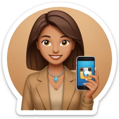 una señora entrando a mi  Instagram  para promocionar mi marca sticker