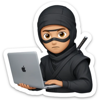 A NINJA DEVELOPER WITH A LAPTOP sticker
