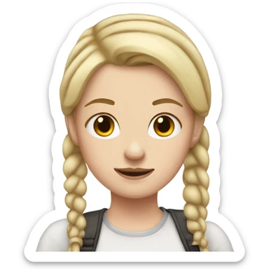 white girl with straight dirt blonde hair in pigtails sticker