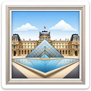 Louvre Museum Landmark Emoji – Showing the glass pyramid entrance with the historic palace in the background. sticker