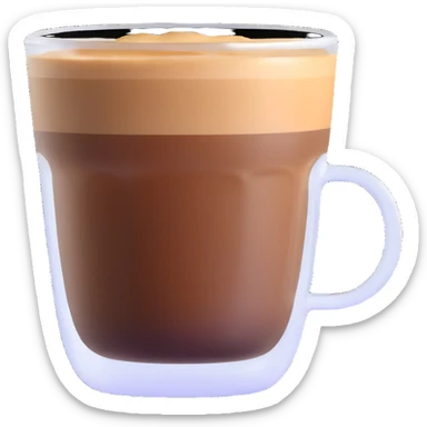 Small Gibraltar glass with cortado espresso, light brown color on top (NOT WHITE), deepening to darker brown at bottom, smooth surface, no froth or swirl sticker