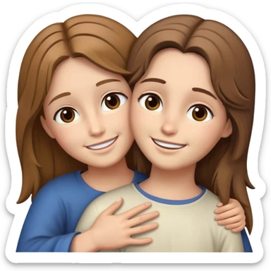 Jesus hugging a girl (she has light brown hair, white skin, hazel eyes) sticker