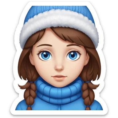 Mädchen jung, braune Haare und blaue Augen, ganzer Körper, Winterkleidung  sticker