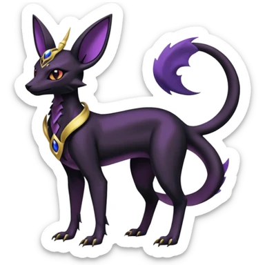 Shiny Dark Edgy Gothic Gloomy Futuristic Salandit-Umbreon-Espeon-Anubis-Hybrid (Full body) sticker