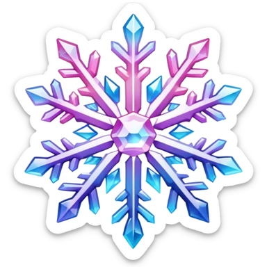Gradient iridescent Pastel Pink violet blue white crystal snowflake  sticker