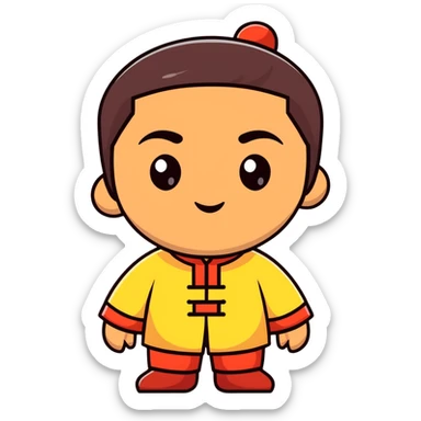 Person with Chinese appearance, darker skin tone, and narrow eyes, friendly expression sticker