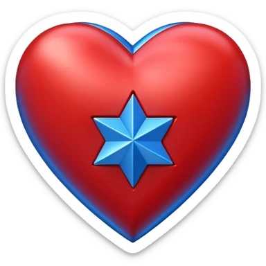 A geometric red 3D heart with a geometric blue star inside sticker