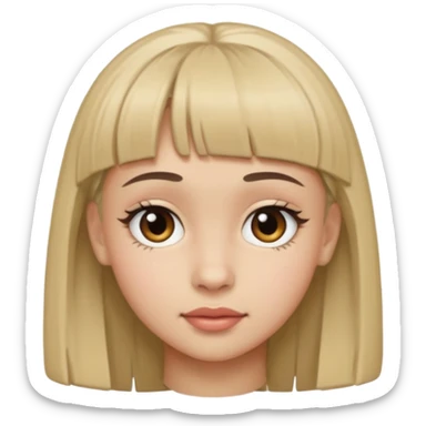 girl with micro bangs half of forehead sticker