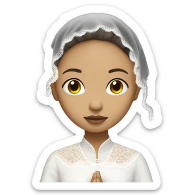 Light skin girl praying with eyes closed and lace white veil  sticker