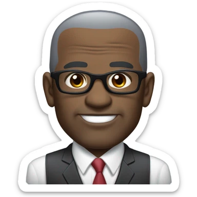 old deon sanders with small round face and suit and glasses and buzz cut and small eyes and over 50 small gray bearded and small black eyes and wrinkled forehead sticker