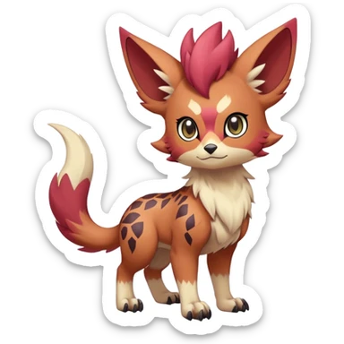 Male edgy cute cool exotic anime-styled Falvie-Fionbri-fantasy-creature-Fakémon-Pokémon, full body, with markings sticker