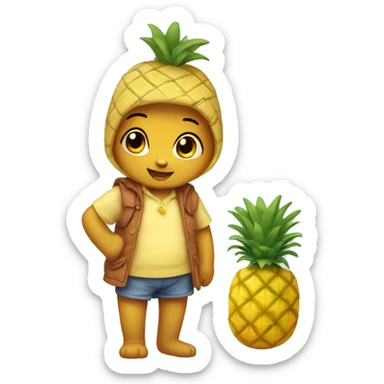 Whinnie the Pooh with pineapple outfit sticker