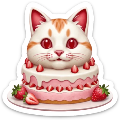 Close-up cinematic shot of a cat tasting strawberry cake, creamy frosting on its paws, dramatic soft lighting, warm tones, ultra detailed fur, shallow depth of field, professional photography style
, sticker