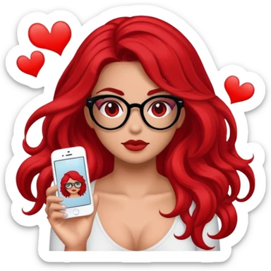 Mulher de cabelo vermelho, óculos e tatuagens sticker