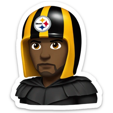Mean Joe green Pittsburgh Steelers player in uniform and helmet with black cape lokikg scary sticker
