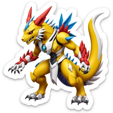 Digitigrade Cool Badass Wargreymon-Renamon-Guilmon-Pokémon-Digimon-Fakémon-fusion-hybrid-creature sticker