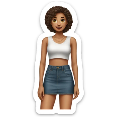 Realistic A-line high waisted red denim mini skirt, isolated sticker