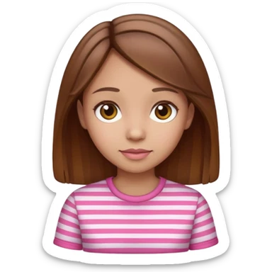 lightskin girl  pink and white striped shirt and brown hair  sticker