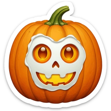 pumpkin with a small round hole in the side, the hole is oozing a thick white substance sticker