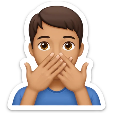 Fingers intertwined and  covering the mouth  sticker