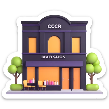 partly pink stylish beauty salon building sticker