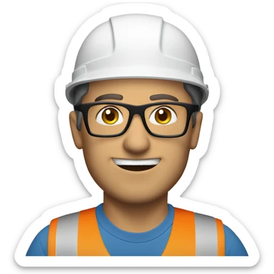Caucasian man wearing a safety helmet, earplugs and glasses  sticker