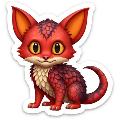 Shy cute with red markings, scaley scaly batty feline-like quadrupedal digitigrade furry feral Bastet-Noibat-Gatomon-Garchomp-Digimon-Fakémon-Pokémon-creature (full body) sticker