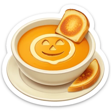 pumpkin soup with sliced grilled cheese on the side sticker