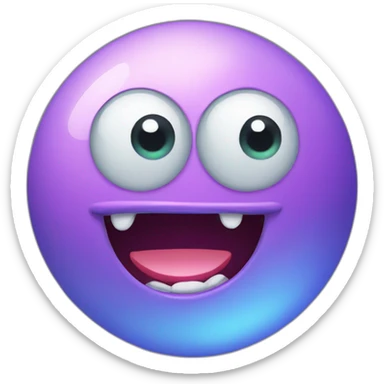 3d sphere with a cartoon Slime skin texture with big kind eyes sticker