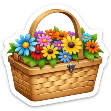 picnic basket with flowers sticker