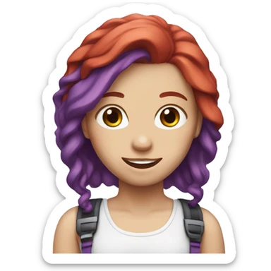 White Girl with red/purple hair and braces sticker