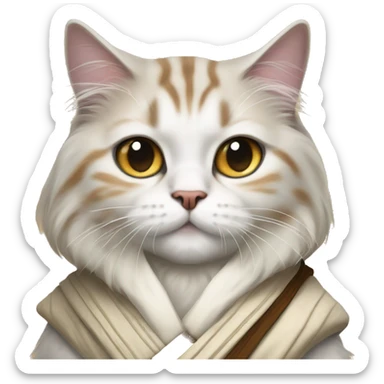 Siberian cat dressed like Obi wan kenobi  sticker