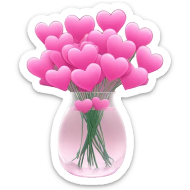 10000000 huge pink hearts on stems in a clear glass vase sticker