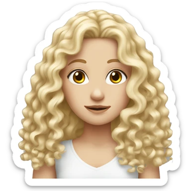 white girl with really curly very long blonde hair sticker