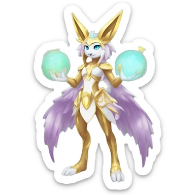 Anthro Sona Colorful Shiny Godly Celestial Shiny Fakemon Full Body sticker