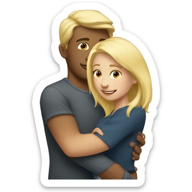 blonde girl hugs a guy sticker