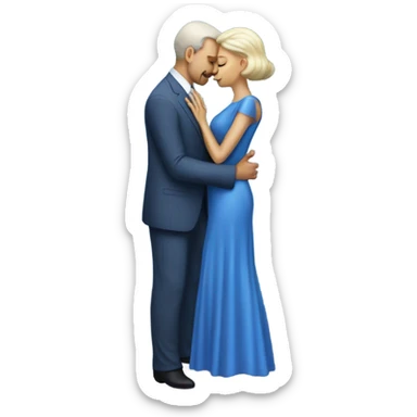 White man in blue dress  hugs and kissing Alien reptilian woman in silver dress  sticker