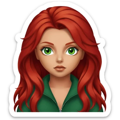 Jesy Nelson green eyes, red long hair sticker