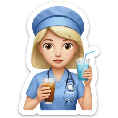 nurse holding iced drink sticker