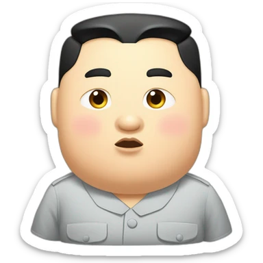 super fat Kim jong un wear shirt with a white tick mark sticker