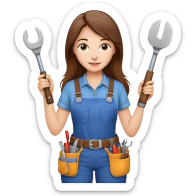 beautiful girl with long brown hair renovating her kitchen sticker