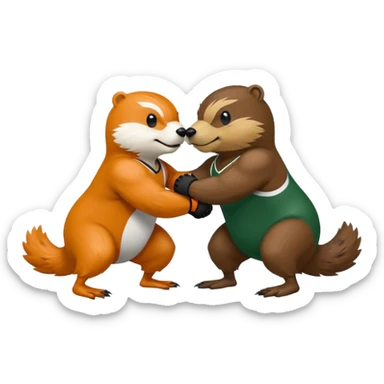 Oregon State Beaver and University of Oregon Duck mascots wrestling sticker