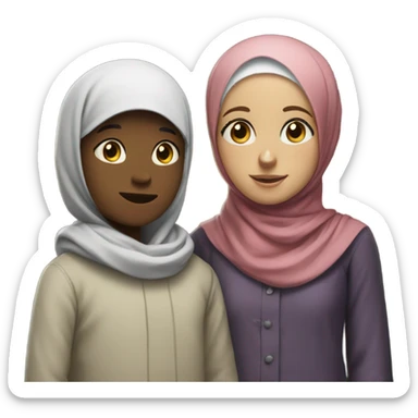 night scene with tall boy and little hijabi outdoors sticker