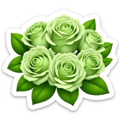 big bouquet Soft Green Tea Rose, luxuriant, leaf, bud sticker