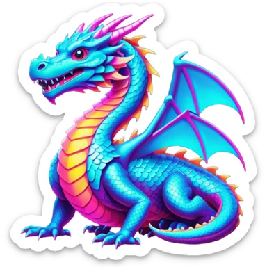 synthwave dragon metalic sticker