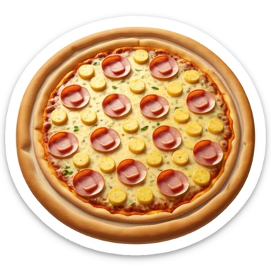 pizza with pineapple, sausage, and ham sticker