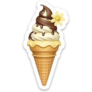 ice cream cone with pastel yellow scoop and a small flower sticker