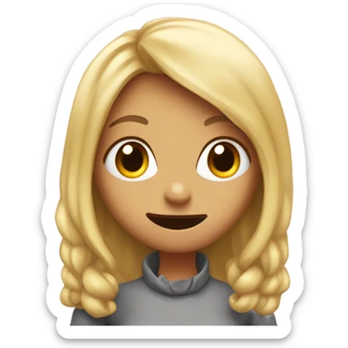 girl torso eyes looking to the side biting finger tip nervously sticker